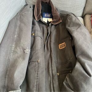 Vintage Big Smith Work Wear Charcoal Gray Brown Heavy Duty Coat Jacket X-Large